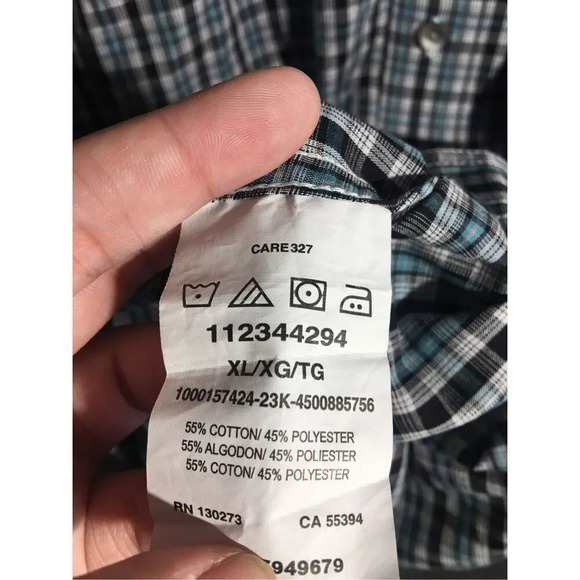 Mens Wrangler Riata Button Up Shirt Blue Plaid Checkered Casual Country - Picture 4 of 6